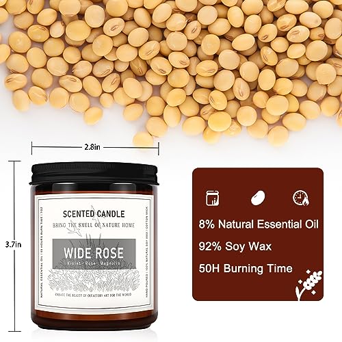 Auelife Candles for Home Scented, Candles Set for Women, 28 oz 200 Hour Long Lasting Aromatherapy Amber Jar Candles for Women, Valentine, Mother's Day Anniversary Present