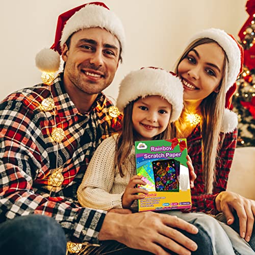 ZMLM Rainbow Scratch Paper Kit: 117Pcs Magic Art Craft Stuff Supplies Black Drawing Pad for Age 3-12 Kids Children Girl Boy DIY Toy Activity Educational|Party Faver|Christmas Birthday Gifts