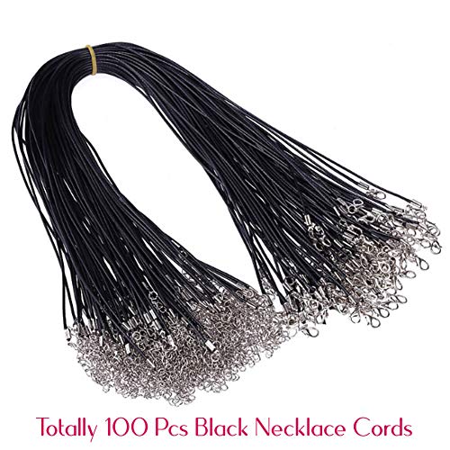 Selizo 100Pcs Necklace Cord for Jewelry Making, Black Waxed String Bracelet Making Supplies