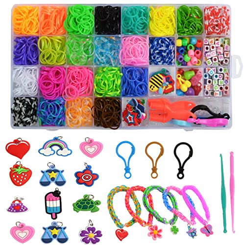 xtieksh Rubber Band Bracelet Kit, Loom Bracelet Making Kit, Rubber Bands Refill Loom Set, Rubber Bands for Bracelets Making Kit, Loom Bands Kit for Kids Weaving DIY Crafting Gift