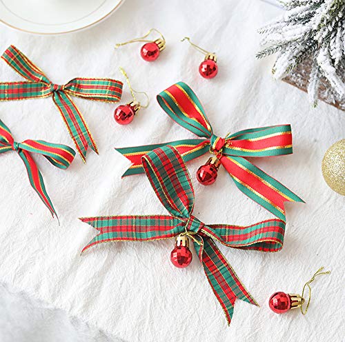 Christmas Checkered Plaid Ribbon 25 Yard Each Roll 100% Polyester Woven Edge Gingham Ribbon for Christmas Crafts, Gift Wrapping (Special Design 3/8 Inch(9mm))