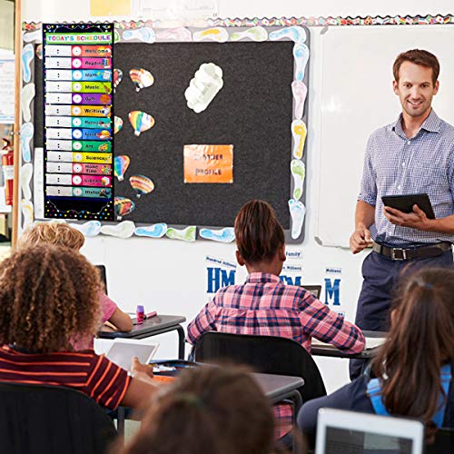 Daily Schedule Pocket Chart Educational Pocket Chart for Classroom Office Home Teachers Preschool Activity Supplies 15 Pockets 14 Double-Sided Reusable Dry-Eraser Card 13 x 37 Inches