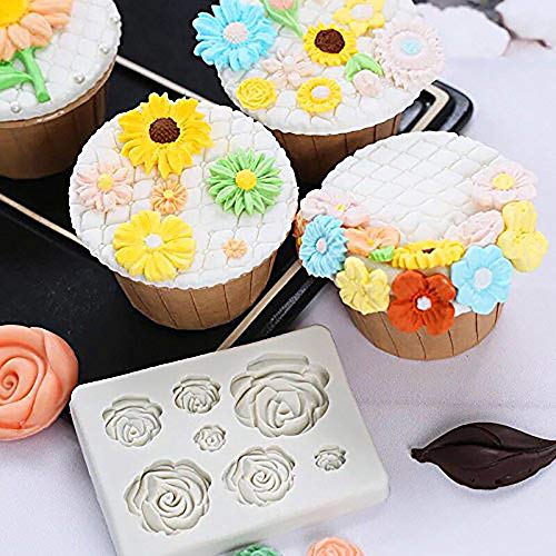 2PCS Rose Flowers silicone molds Cake Chocolate Mold wedding Cake Decorating Tools Fondant Sugarcraft Cake Molds