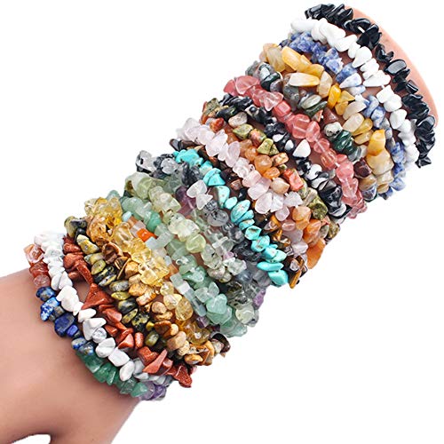 Natural Chip Stone Beads Multicolor 5-8mm About 400 Pieces Irregular Gemstones Healing Crystal Loose Rocks Bead Hole Drilled DIY for Bracelet Jewelry Making Crafting (5-8mm, Multicolor)