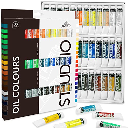 PHOENIX Oil Paint Set, 36x12ml/0.4 Fl Oz Tubes, Non-toxic Oil Based Paints for Canvas Craft Painting, Great Value Art Supplies for Artists, Adults, Kids & Beginners