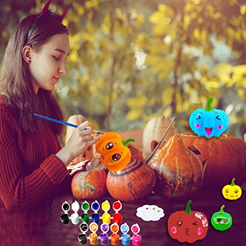 Pumpkin Decorations Halloween Crafts Pumpkin 12 Halloween White Artificial Pumpkin Decorating Kit with Sticker Kids DIY Arts and Crafts for Halloween Party Thanksgiving Home Fall Decor Pumpkin Decor