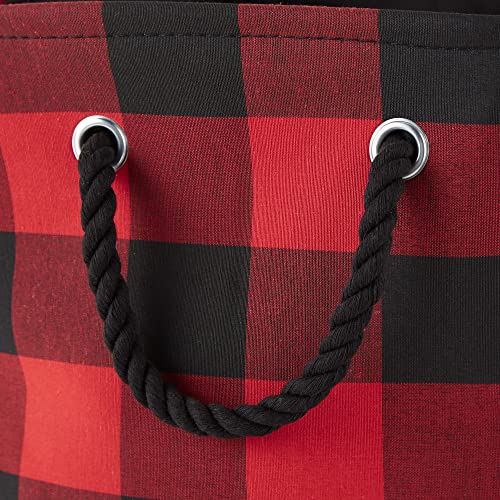 DII Buffalo Check Storage Collection Collapsible Bin with Handles, Large Rectangle, 17.5x12x15, Red & Black