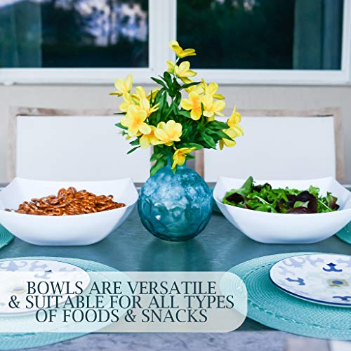 PLASTICPRO Disposable 128 ounce Square Serving Bowls, Party Snack or Salad Bowl, Extra Large Plastic Elegant White Pack of 4