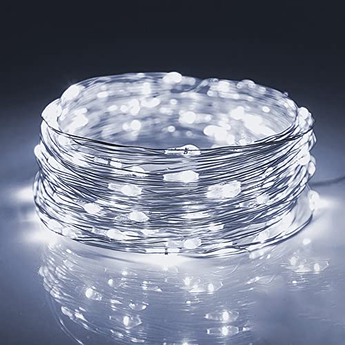 WATERGLIDE 12 Pack Fairy Lights Battery Operated (Included), 6.5ft 20 LED Mini String Lights, Waterproof Silver Wire Firefly Starry Lights for DIY Wedding Christmas Party Mason Jars Decor, Cool White