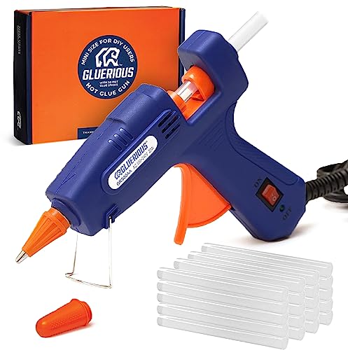 Gluerious Mini Hot Glue Gun with 30 Glue Sticks for Crafts School & Christmas DIY Arts Home Quick Repairs, 20W, Blue