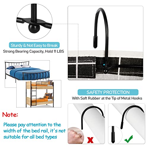Loghot Bedside Caddy/Bedside Storage Bag Hanging Organizer for Bunk and Hospital Beds,Dorm Rooms Bed Rails,Can be Placed Glasses,Books,Mobile Phones,Keys (Black Lattice)