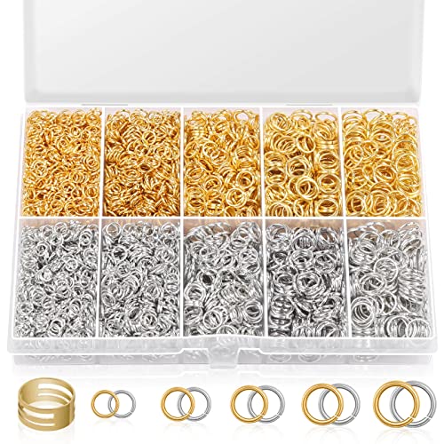 4600Pcs Silver and Gold Jump Rings with Open/Close Tools for Jewelry Making and Necklace Repair (Assorted Sizes)