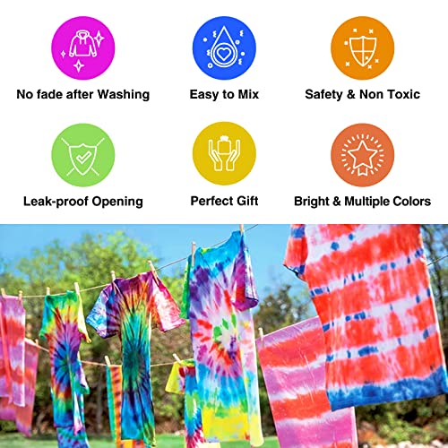 Tie Dye Powder Refills 400g - 20 Vibrant Colors Permanent Tie Dye Powder for Tie Dyeing, Easy to Use & Non-Toxic Tie Dye Powder Bulk for Kids Adults