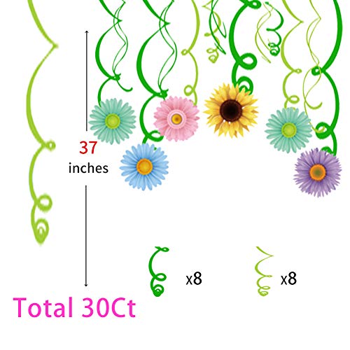 Wishlife 30Ct Autume Summer Spring Sun Flowers Hanging Swirl Decorations,Themed Birthday Party,Party Supplies,Ceiling Decorations for Girls,Boys,Kids, Bedroom,Classroom,Baby Shower
