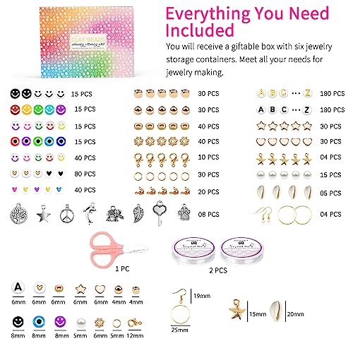 Paodey 20,000 Pcs Clay Beads Bracelet Making Kit, 120 Colors 6 Boxes Polymer Beads Spacer Heishi Beads & Jewelry Kit with Pendant Charms Elastic Strings, Crafts Gift for Kids Adults