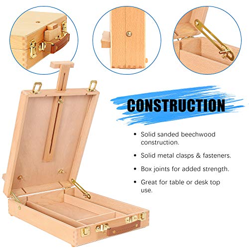 Art Supplies Box Easel Sketchbox Painting Storage Box, Adjust Wood Tabletop Easel for Drawing & Sketching Student (Painting Easel Box)