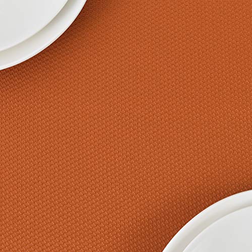 maxmill Rectangle Textured Tablecloth Waterproof Spillproof Wrinkle Free Table Cloth, Kitchen Dinning Tabletop Thanksgiving Decoration, Table Cover for Outdoor and Indoor, 52 x 70 Inch, Rust