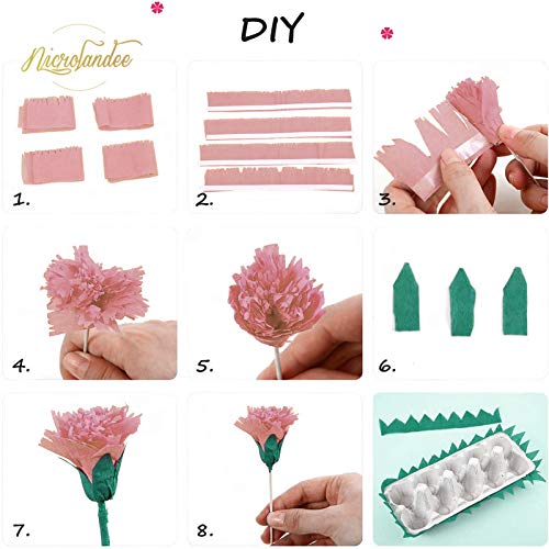 NICROLANDEE Wedding Party Supplies - 8 Rolls Rose Gold Crepe Paper Streamers Tassels Streamer Paper for Wedding Valentine's Day Birthday Baby Bridal Shower Family Gathering Decorations, 82ft Long