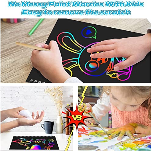Smasiagon Scratch Paper Art Set for Kids, 2 Pack Scratch Off Art Notebook Crafts Valentines Day Gift for Kids Ages 3-12 Girls Boys Birthday Easter Christmas Party Games DIY Favor Activity