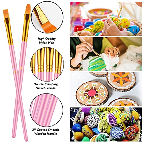 Paint Brushes Set, 20 Pcs Paint Brushes for Acrylic Painting, Oil Watercolor Acrylic Paint Brush, Artist Paintbrushes for Body Face Rock Canvas, Kids Adult Drawing Arts Crafts Supplies, Blue+Pink