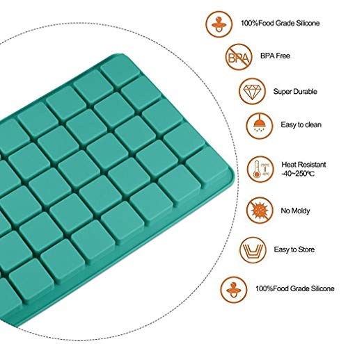 Mity rain 2 Pack 40-Cavity Square Caramel Candy Silicone Molds,Chocolate Forf Truffles, Fat Bombs Keto Snacks, Whiskey Ice Cube Tray,Grid Fondant Mould,Hard Candy Pralines Gummy Jelly Mold