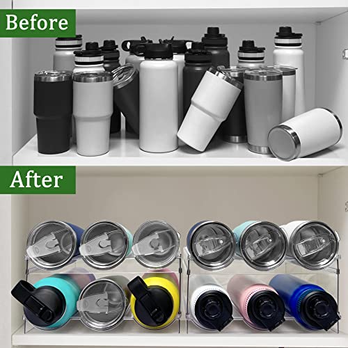 Spaclear Water Bottle Organizer, Stackable Kitchen Pantry Organization and Storage Shelf, Plastic Holder for Fridge Kitchen Cabinet Organizer and Storage, Tumbler Travel Mug Cup Organizer