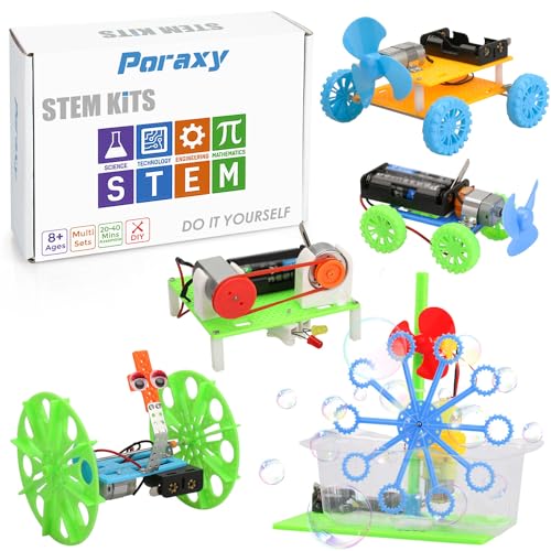 5 Set STEM Kits, STEM Projects for Kids Ages 8-12, Robotics for Kids, DC Motor Model Car Kit, Electric Building Engineering Experiment Science Kits, Toys Gifts for Boys and Girls Ages 8 9 10 11 12