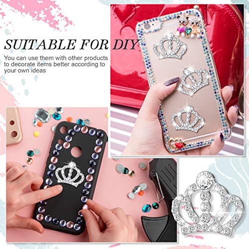 Crystal Rhinestone Crown Embellishments Rhinestone Embellishments Flatback Crystal Accessory for DIY Crafts Jewelry Making Phone Back Shell Wedding Decoration and Present Decoration(48 Pieces)