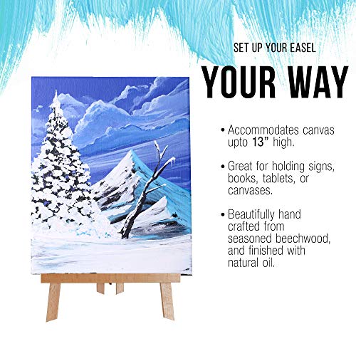 US Art Supply 14 inch Tall Medium Tabletop Display A-Frame Easel (1-Each), Accommodates canvas art up to 12" high