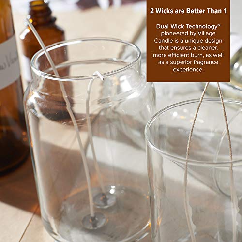 Village Candle Apples & Evergreen Large Tumbler Glass Jar, Scented Candle, 19 oz., Red