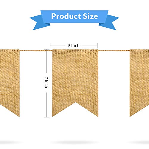 LEOBRO 48 Pcs Burlap Banner, 30 Ft Swallowtail Flag, DIY Decoration for Holidays, Wedding, Camping, Party, New Year Decorations, Merry Christmas Banner, Indoor Christmas Decoration