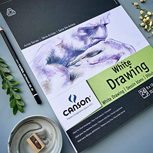 Canson Artist Series Drawing Paper, Wirebound Pad, 9x12 inches, 24 Sheets (80lb/130g) - Artist Paper for Adults and Students - Charcoal, Colored Pencil, Ink, Pastel, Marker