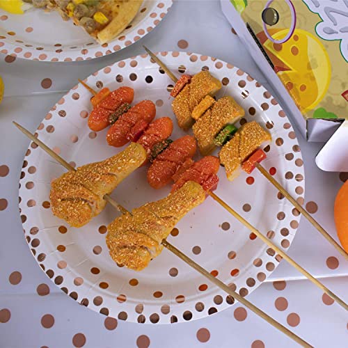 hapray 4 Pack Plastic Tablecloths for Rectangle Tables, Waterproof Disposable Party Table Cloths with Rose Gold Dot, Table Covers for Decorations, Baby Shower, Birthday, Mothers Day, 54” x 108”