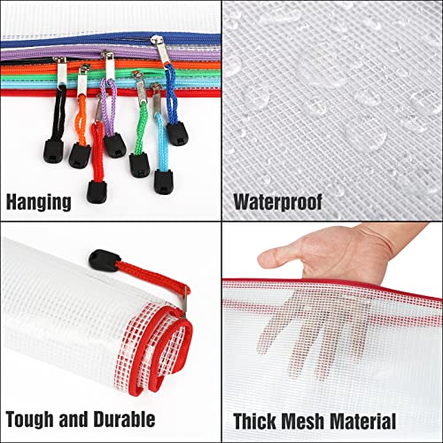 EOOUT 24pcs Mesh Zipper Pouch Zipper Bags, Puzzle Bag for Organizing Storage, Letter Size, A4 Size, Zipper File Bags for Office Supplies