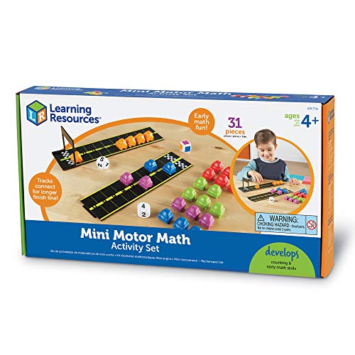 Learning Resources Mini Motor Math Activity Set, Homeschool, Includes Counting, Pattern, Addition and Subtraction Activities, 31 Pieces, Ages 4+
