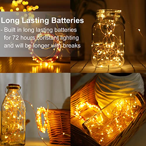 LEDIKON 20 Pack LED Fairy Lights Battery Operated String Lights - 3.3ft 20 LED,Copper Wire Warm White | Wedding,Party Centerpieces,Table Decor | DIY Crafts,Graduation,Home Decor | Mason Jars Décor