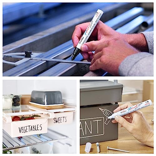 Permanent Paint Pens Paint Markers - 2 Pack White and Black Oil Based Markers, Quick Drying and Waterproof Marker Pen for Metal, Rock Painting, Wood, Rubber, Fabric, Plastic, Canvas, Mug. Medium Tip