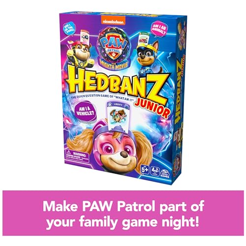 Hedbanz Junior PAW Patrol The Mighty Movie Game- Family Games | Games for Family Game Night| Kids Games | Card Games for Families & Kids Ages 5 and up