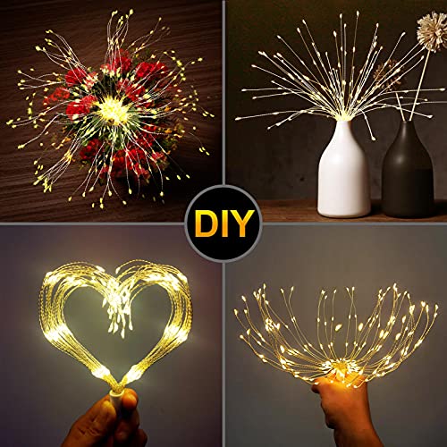 DenicMic Firework Lights 4 Pack Starburst Lights 120 LED 8 Mode Battery Operated Chandelier Star Lights with Remote, Hanging Christmas Decorations Indoor