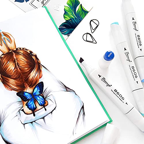 Bianyo Classic Alcohol Markers Set, Pack of 72, Dual Tip Bullet & Chisel Art Marker, Black Case with a Designable Card for Coloring, Drawing, Sketching, Outlining