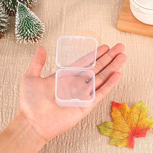 SATINIOR 12 Pack Clear Plastic Beads Storage Containers Box with Hinged Lid for Beads and More (2.12 x 2.12 x 0.79 Inch)