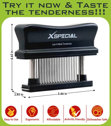 XSpecial Meat Tenderizer Tool 48-Blades Stainless Steel - Ease to Use & Clean - Kitchen Gadgets Tools with Sharp Needle Makes The Toughest Steak Tender
