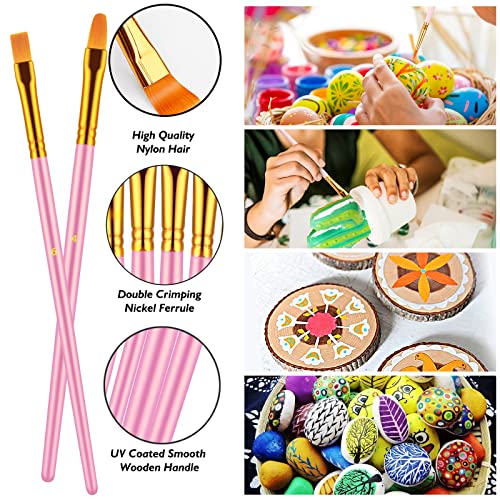 Paint Brushes Set, 20 Pcs Paint Brushes for Acrylic Painting, Oil Watercolor Acrylic Paint Brush, Artist Paintbrushes for Body Face Rock Canvas, Kids Adult Drawing Arts Crafts Supplies, Blush