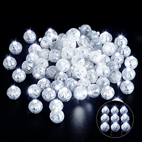 Xthuge 100pcs Mini Round LED Ball Lamp Balloon Light,Long Standby Time Ball Balloon Lights for Paper Lantern Balloon Light Party Wedding Decoration，Party Birthday,Festival Decorative Lights(White)…
