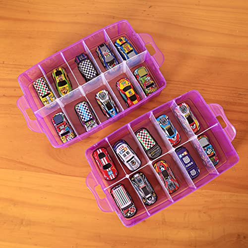 Sooyee Bead Organizer,3-Tier Craft Organizers and Storage,Stackable Storage Containers with 30 Compartments Dividers for Washi Tape,Toy,Hair Accessories,Art Supplies,Fishing Tackle,Purple