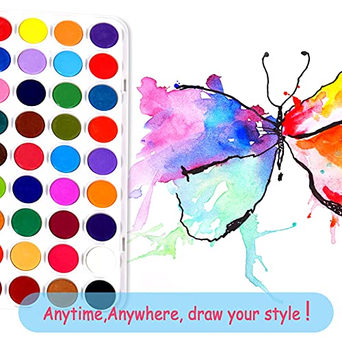 TBC The Best Crafts Watercolor Paint Set 36 Vibrant Water Color With 3 Individual Paint Pallet Non Toxic Washable Kids Paint Portable Painting Supplies for Beginners Artists