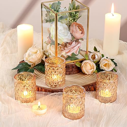 NITIME 12pcs Gold Votive Candle Holders- Tealight Candle Holder for Table Centerpiece, Glass Candle Holder for Wedding Table Decor, Home Decor and Party Decor