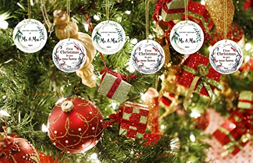 BFJLIFE Our First Christmas Married Ornament 2023 As Mr and Mrs Newlywed Unique 1st Bridal Shower Wedding Gifts for Couple Bride and Groom