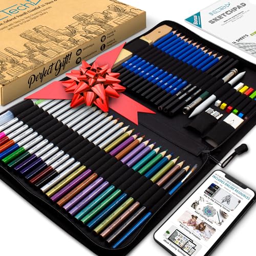 Drawing Pencils Art Supplies – 55pc Colored Pencils For Kids, Teens, And Adults Includes Charcoal Pencils, Graphite Pencils, Sketch Pencils Digital Ebook Library Of Drawing Tutorials And Sketch book