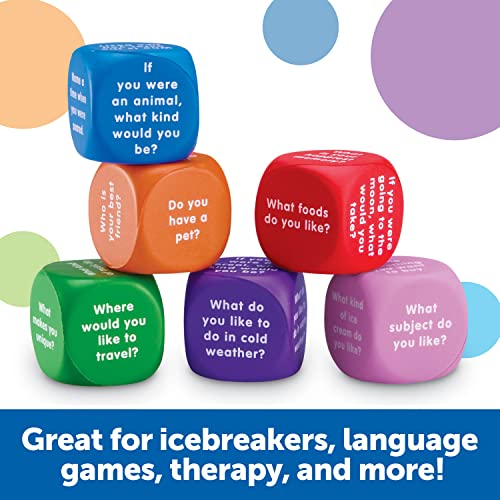 Learning Resources Conversation Cubes - 6 Pieces, Ages 6+ Foam Cubes for Social Emotional Learning, School Counselor Supplies, Speech Therapy Toys, Ice Breaker Cubes